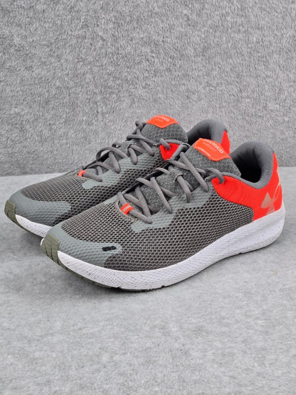 Under Armour Charged Pursuit Shoes Mens 13 Gray Orange Running Sneakers Athletic